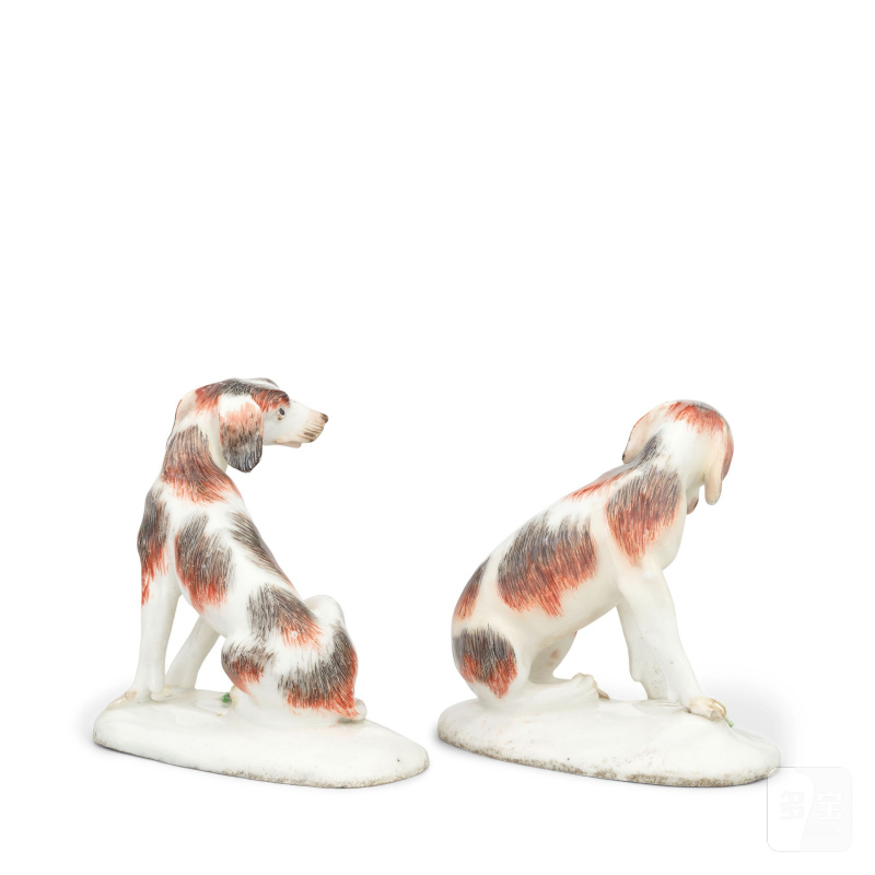 A rare pair of Bow models of 'Dismal Hounds', circa 1758-60 - 图5